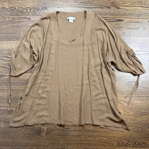 Soft Surroundings Tops - Vintage Soft Surroundings Tunic Top Womens One Size Brown Dolman 3/4 Sleeve